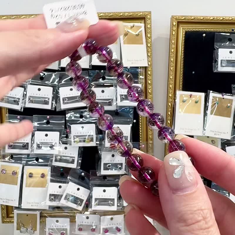 High-quality rich purple super seven 8mm 17.52g crystal bracelet popular purification three-wheel backbone crystal high frequency magnetic - Bracelets - Crystal Purple