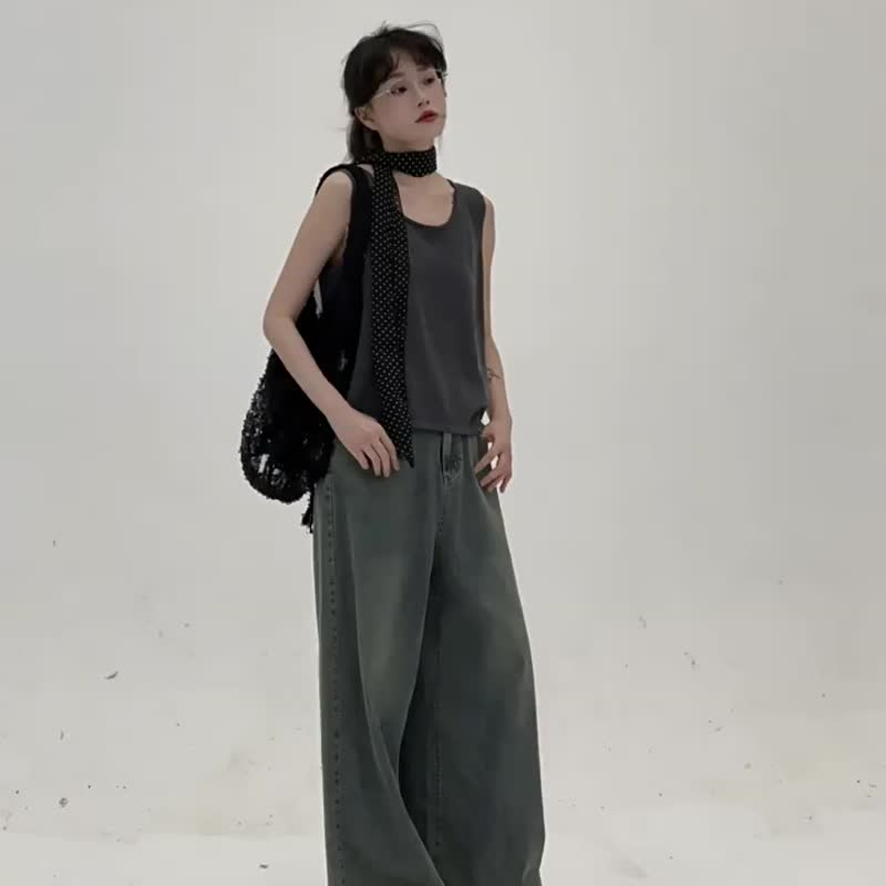 4顏色 萊賽爾亞麻背心 寬鬆基礎款外穿疊搭無袖上衣 - 背心/無袖上衣 - 其他人造纖維 灰色
