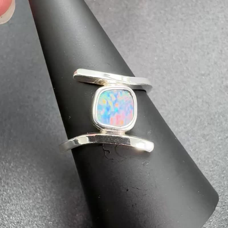 澳洲蛋白石純銀戒指 - 戒指 - 純銀 銀色