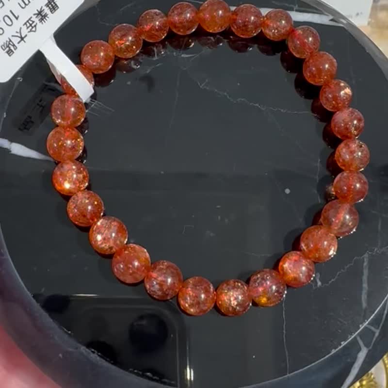 Graduation grade thick color gold sun Stone 6.5mm 10.99g transforms Tai Sui's career and wealth into yang energy and positive energy - Bracelets - Crystal Red