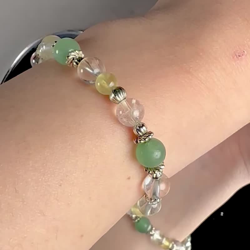 東陵玉 檸檬黃水晶 白水晶天然水晶手鍊/事業運 貴人運 思緒清晰 - 手鍊/手環 - 水晶 綠色