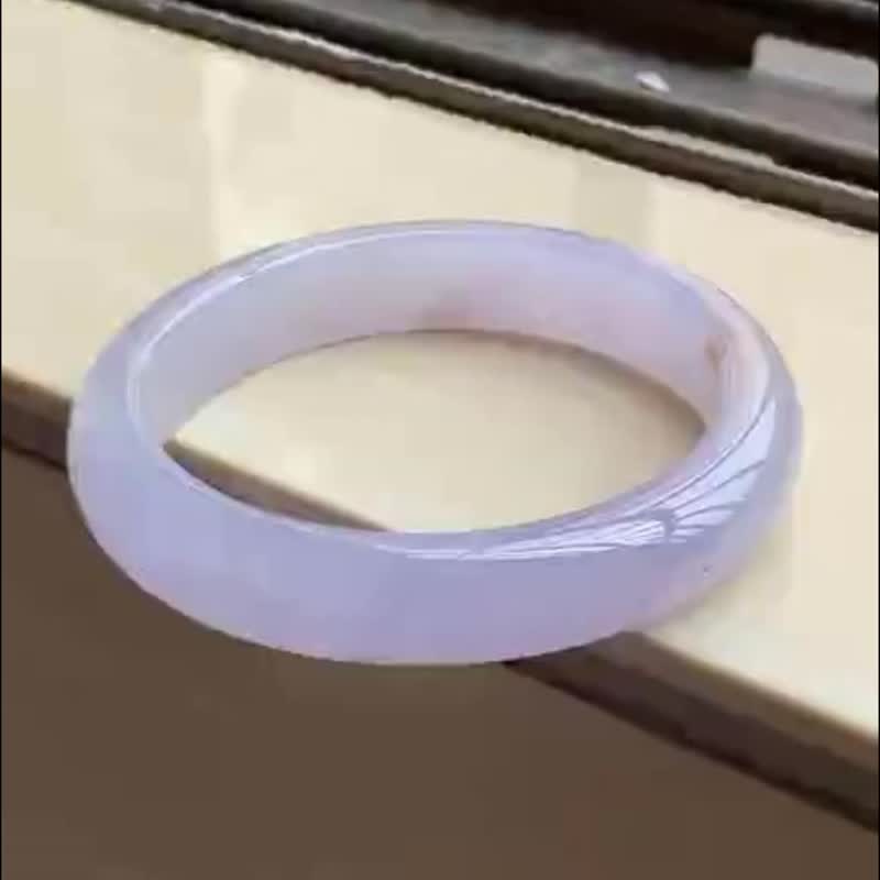 冰種翡翠天然翡翠玉鐲 A玉手鐲 玉鈪 • 冰種滿天星灑金翡翠圓鐲 - 手鍊/手環 - 玉石 紫色