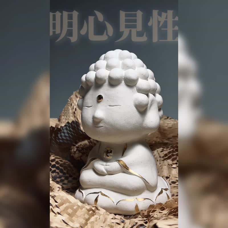 【明心見性】禪意擺飾雕塑 居家療癒陶藝擺件 - 擺飾/家飾品 - 瓷 白色