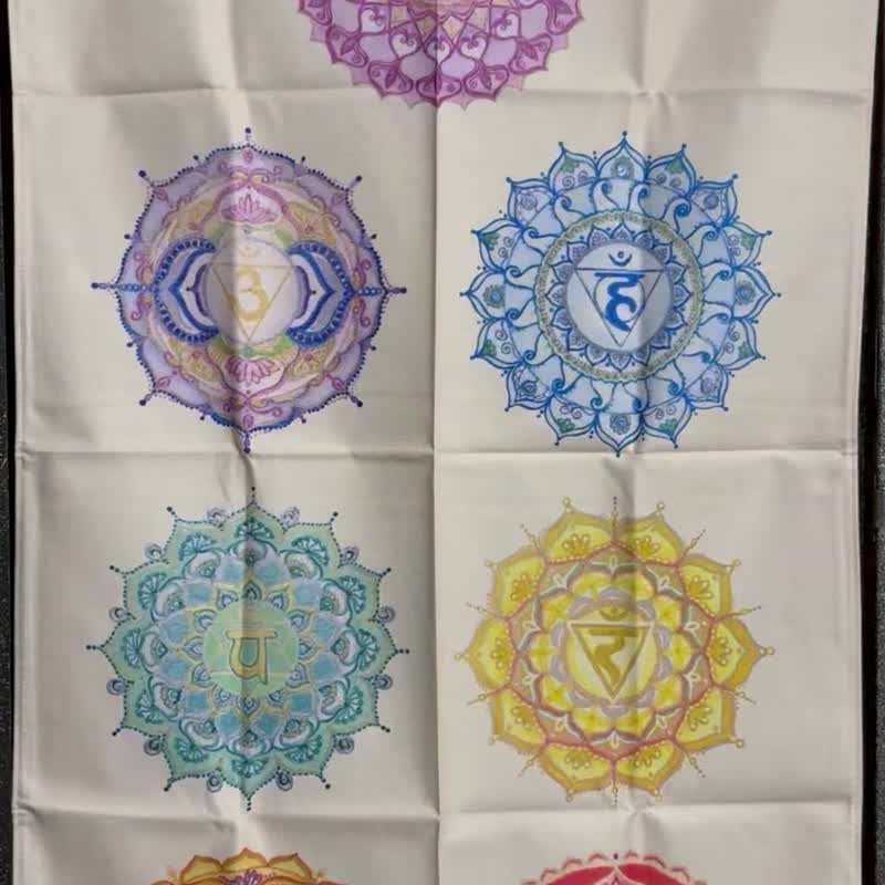 溫馨獨家創作能量圖騰Art入選獎喜悅禪七脈輪曼陀羅藝術風水門簾 - 門簾/門牌 - 棉．麻 多色