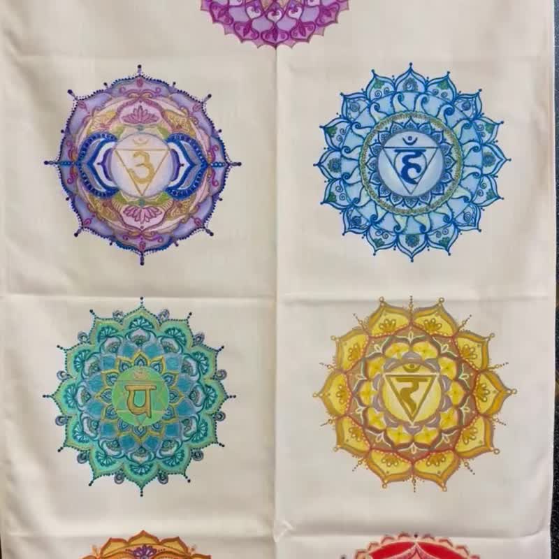 溫馨獨家創作能量圖騰Art入選獎喜悅禪七脈輪曼陀羅藝術風水門簾 - 門簾 - 棉．麻 多色
