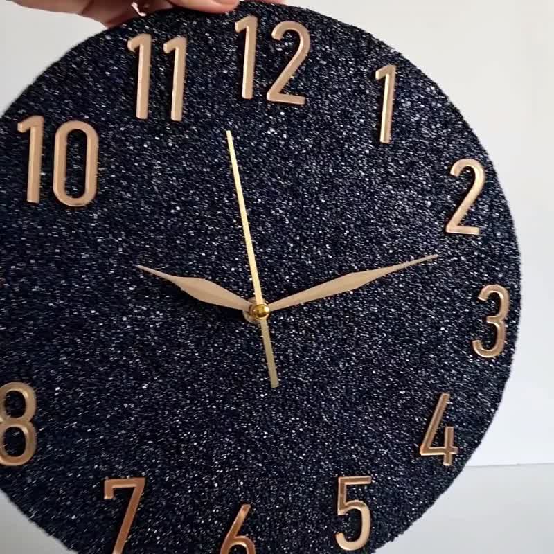 Marble wall clock 30 cm Unique wall clock Silent wall clock Custom wall clock - Clocks - Other Materials Blue