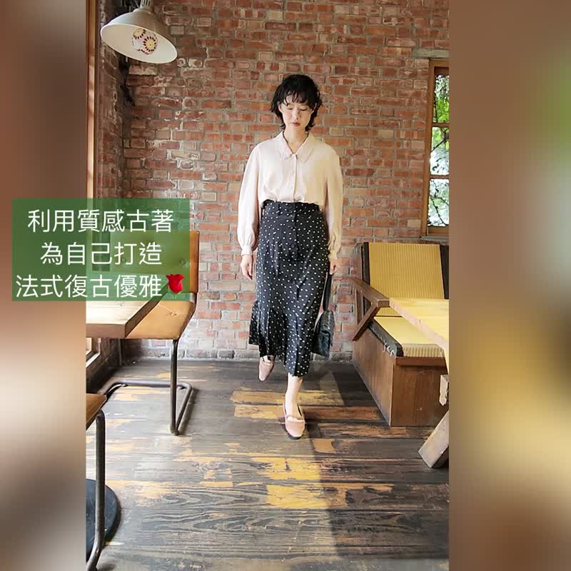 古典粉繡花領襯衫【日本古董衣】永續是最奢華的精品 - 女襯衫 - 聚酯纖維 粉紅色