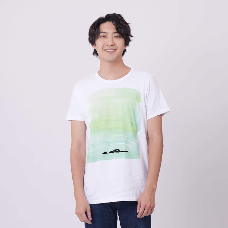 Crocodile Summer Water Color Cotton T-shirt / Men - เสื้อยืดผู้ชาย - ผ้าฝ้าย/ผ้าลินิน ขาว