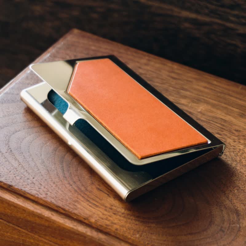 Genuine Leather Card Holders & Cases Orange - Hello, I am—leather business card case free color matching stainless steel business card case B type / W3-021-2