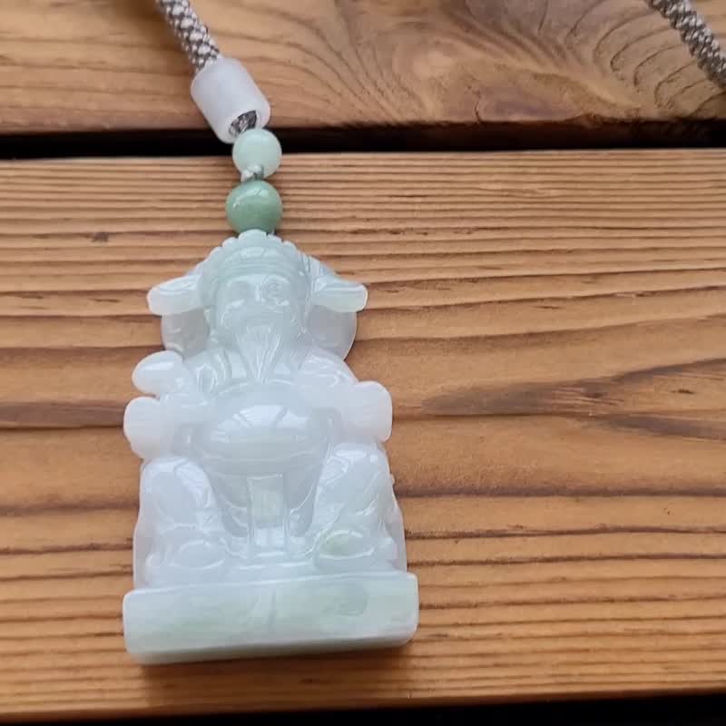 【親翠】天然翡翠 冰晴笑咪咪最有錢的財神爺爺調整式繩鏈 佛系 - 項鍊 - 玉石 多色