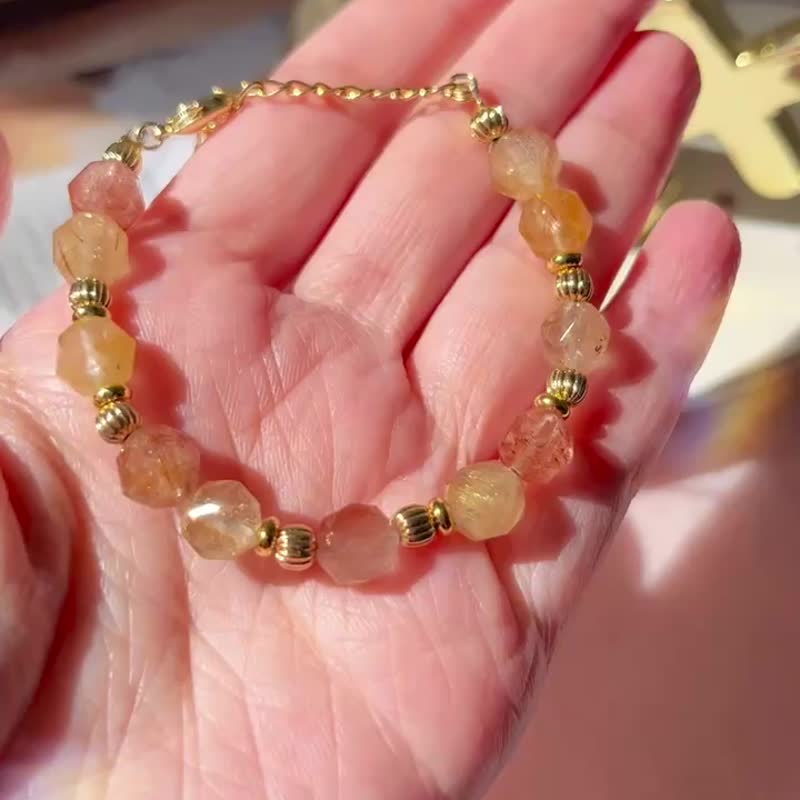 starcut crystal bracelet Golden Rutilated  Crystal - สร้อยข้อมือ - คริสตัล สีทอง