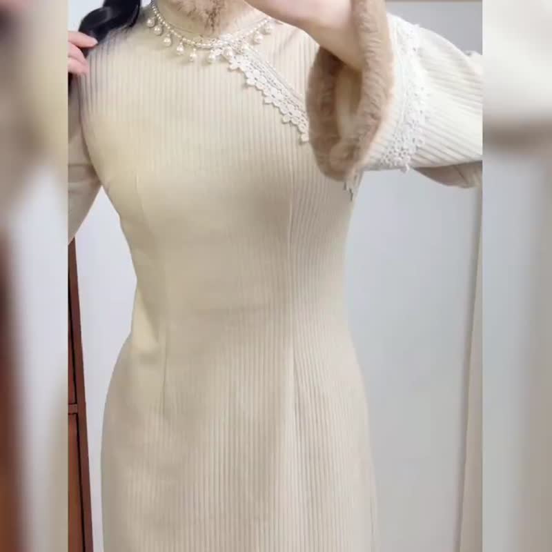 黑粉撞色 珍珠奶茶國風刺綉夾棉漢服馬甲 內搭上衣 新中式春節 - 洋裝/連身裙 - 聚酯纖維 黑色