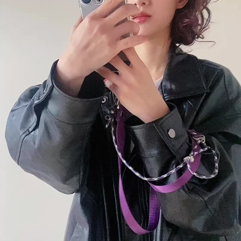 閃光系 | CRUSH - 紫羅蘭 * 紫色 金屬色 尼龍 傘繩 手機背帶 - 手機掛繩/背帶 - 尼龍 紫色