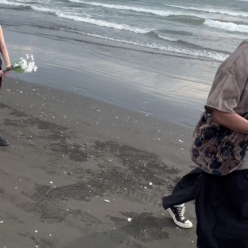 厚磅寬鬆黑色打褶武士褲 - 男長褲/休閒褲 - 聚酯纖維 黑色