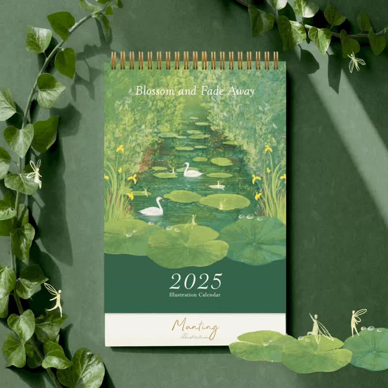 2025 Illustrated Desk Calendar – Blooming and Fading/ Comes with a free PVC card - โปสเตอร์ - กระดาษ 