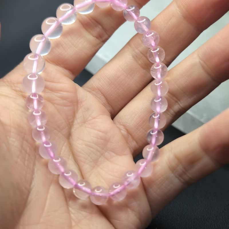 【訂製品】星光粉晶 帶六芒星 馬達加斯加 6-14mm  手串 天然水晶 - 手鍊/手環 - 水晶 粉紅色