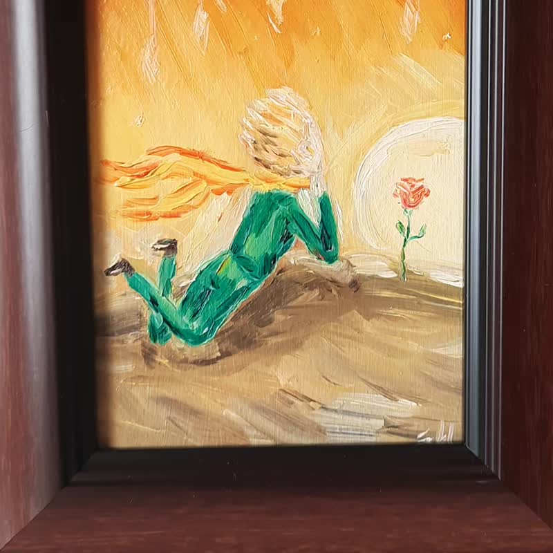 星の王子さまの油絵 星の王子さまの壁アート 小王子油スケート