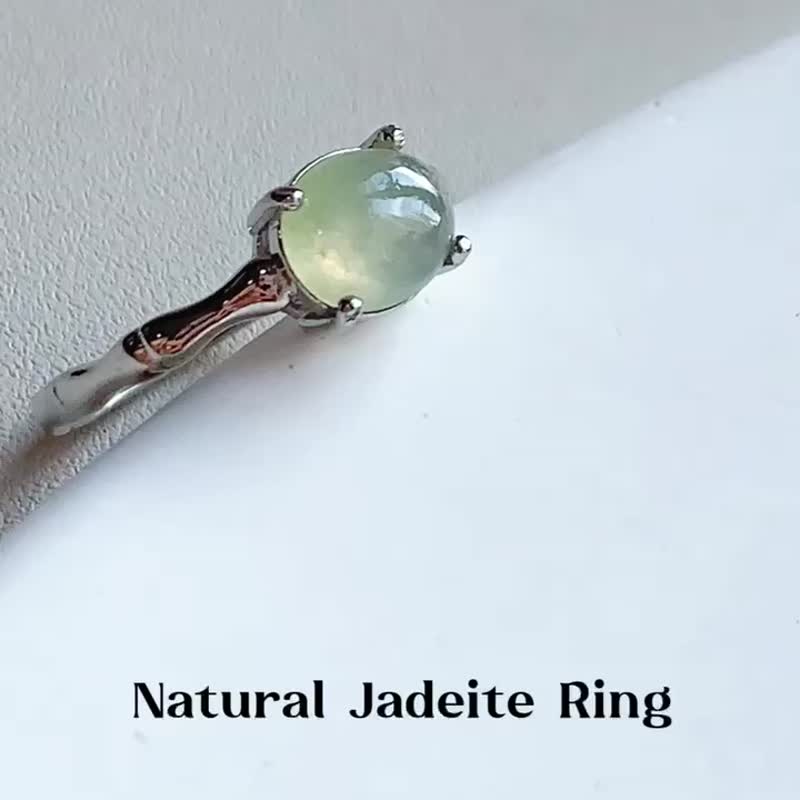 Natural Burmese Jade A Jade S925 Silver Bamboo Adjustable Ring - General Rings - Jade Multicolor