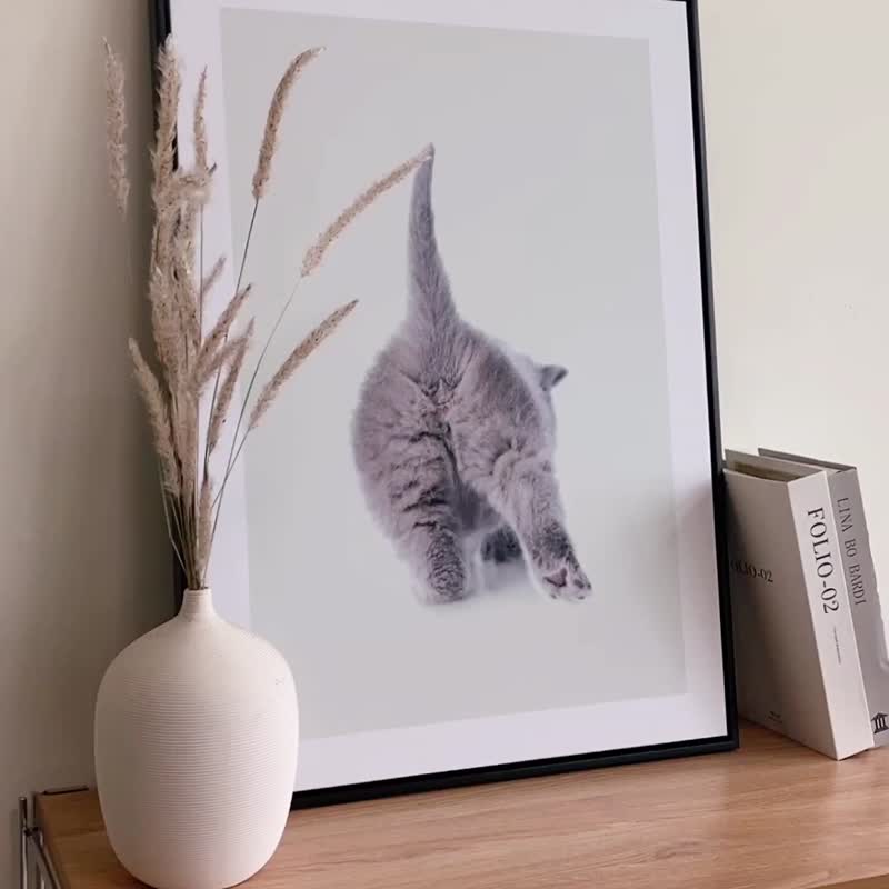 Meow baby -  Hanging Painting, Wall Arts, Cat Prints, Home Decor - โปสเตอร์ - ผ้าฝ้าย/ผ้าลินิน สีเขียว