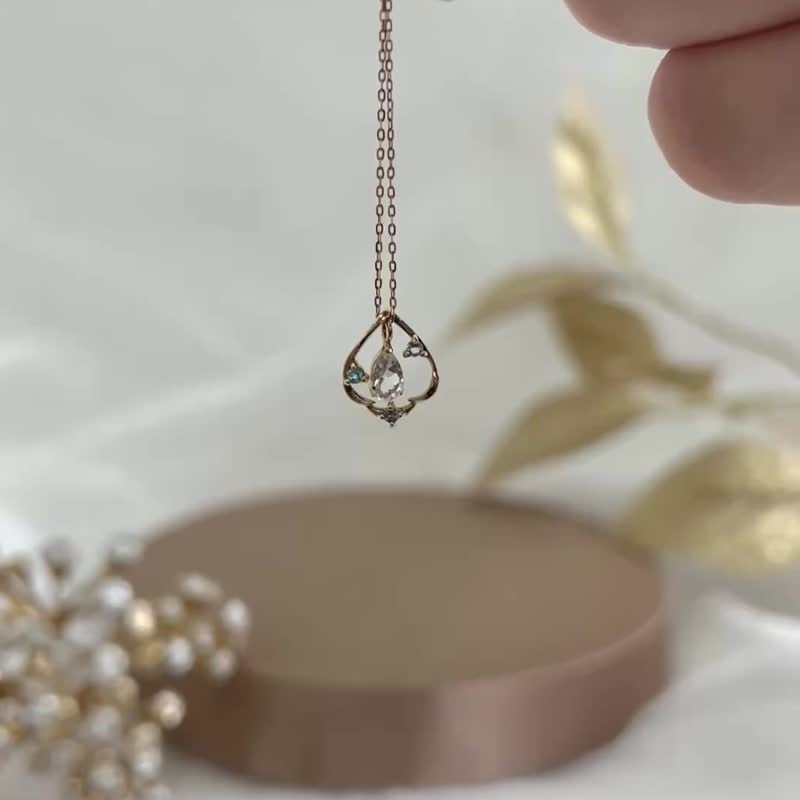 10K Topaz 2Way Necklace 【Blue Danube】 (Yellow Gold) - Necklaces - Precious Metals 