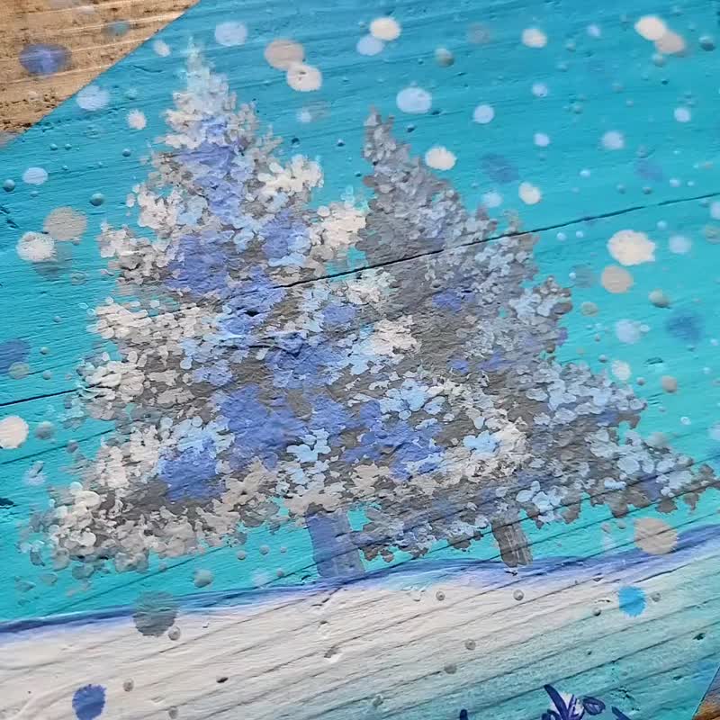 [Gift from winter] Wooden art, snow scene, interior, winter scene, Hokkaido, wall hanging, light blue - Wall Décor - Wood Blue