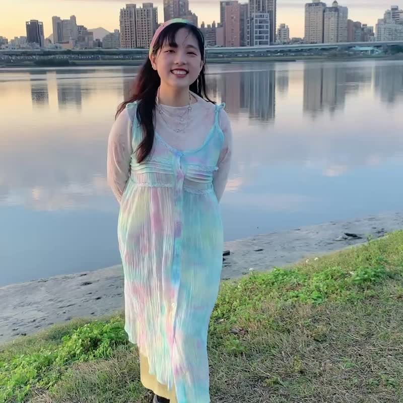 稜光 手染細肩帶罩衫 輕薄外搭洋裝 職人手工染製 - 其他 - 棉．麻 多色