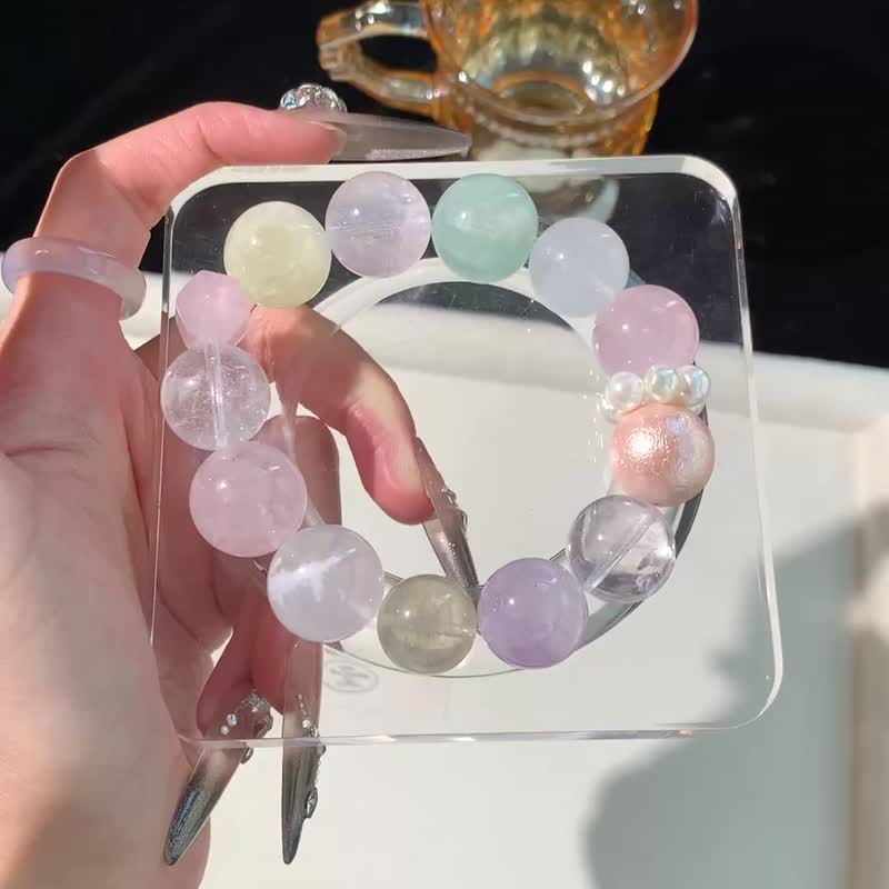 多寶水晶 天河石 綠螢石  粉水晶 黃水晶 白幽靈 白水晶 紫水晶 - 手鍊/手環 - 水晶 多色