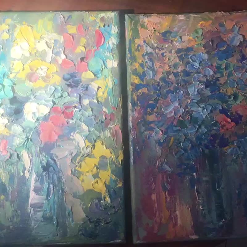 Floral Diptych - 壁貼/牆壁裝飾 - 棉．麻 