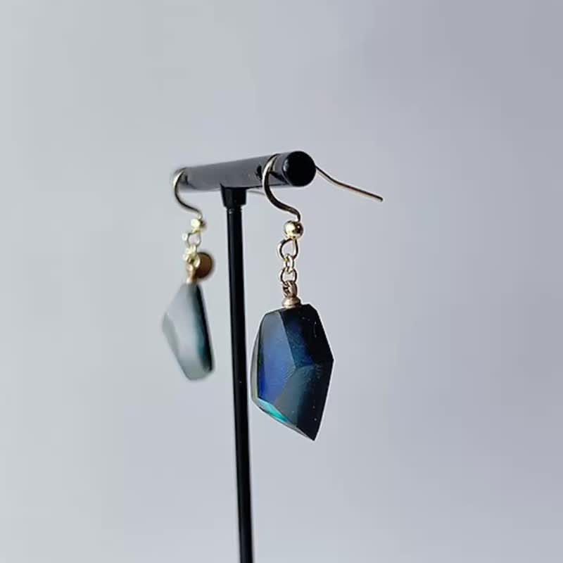 Frames 垂墜耳夾／碎片／漂浮稜鏡 1-c - 耳環/耳夾 - 樹脂 橘色