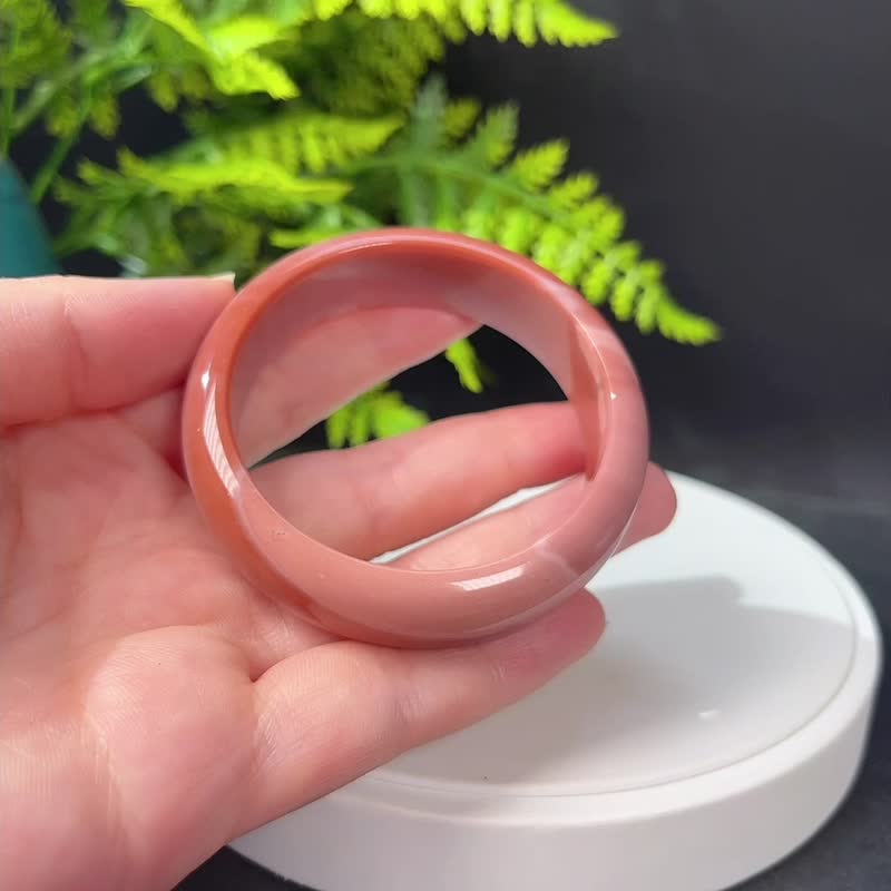獨特阿拉善瑪瑙手鐲54MM 玉化漸變粉戈壁彩玉手環 愉悅信心氣魄 - 手鍊/手環 - 半寶石 