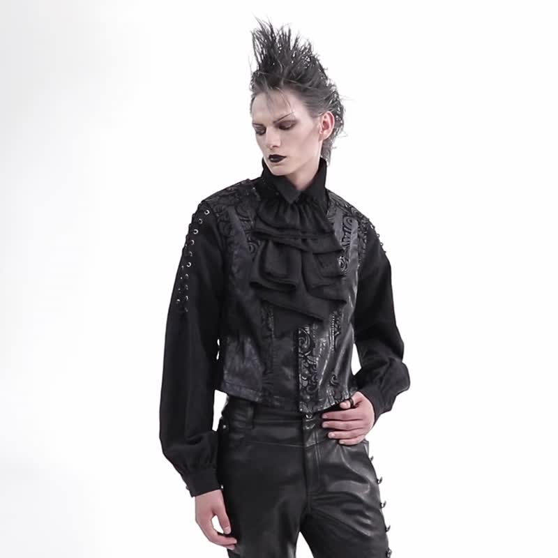 Gothic Elf Soldier Suede Vest - Men's Tank Tops & Vests - Other Materials Black