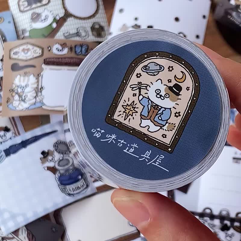 3小喵咪/喵咪古道具屋/可撕便簽貼紙卷/帶撕線可書寫附離型紙 - 紙膠帶/和紙/PET - 紙 多色