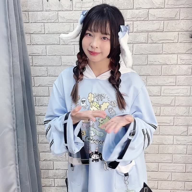 原創三麗鷗SANRIO授權大耳狗喜拿怪獸吊飾拉鍊連帽長袖t恤JJ5047 - 帽T/大學T - 棉．麻 