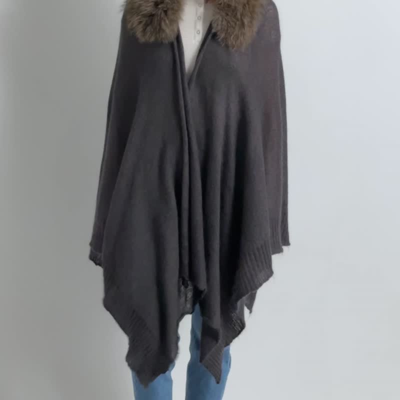 90s Vintage Woman Mohair Retro Woman Cardigan Jumper Sweater 7079 - 女毛衣/針織衫 - 羊毛 灰色