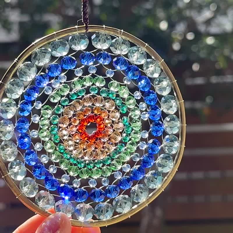 Light Healing Art Blue rainbow color Mandala Light Suncatcher - Other - Glass Multicolor