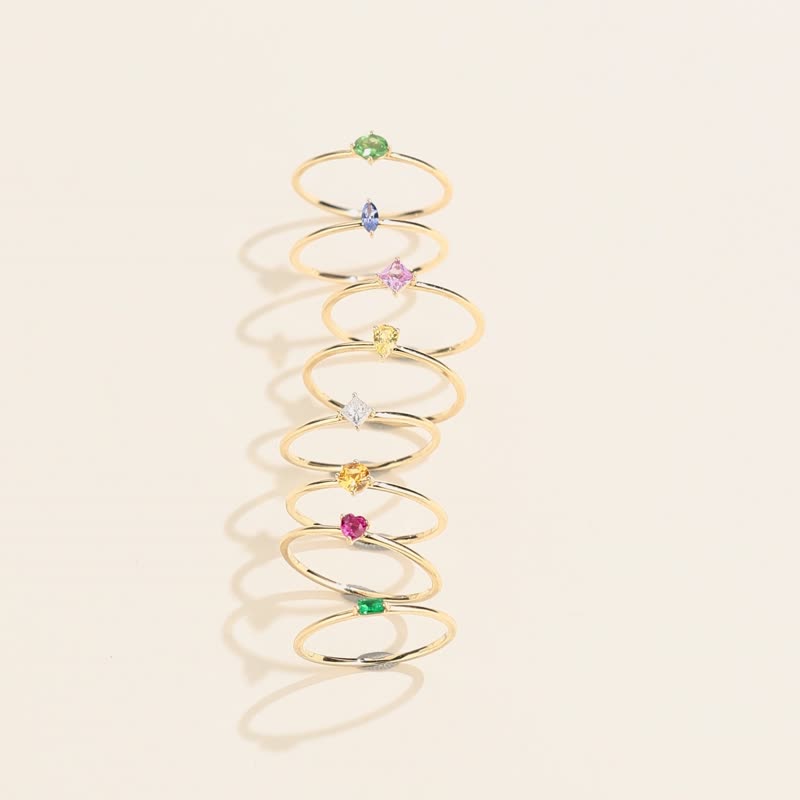 stack ring natural color sapphire emerald ruby diamond tsavorite 18kgold ring - แหวนทั่วไป - เครื่องเพชรพลอย หลากหลายสี