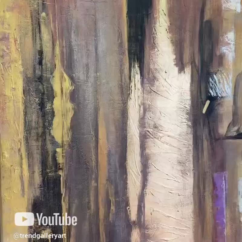 Oversized Abstract Painting Original Gold Leaf Abstract Paintings On Canvas - 壁貼/牆壁裝飾 - 壓克力 金色