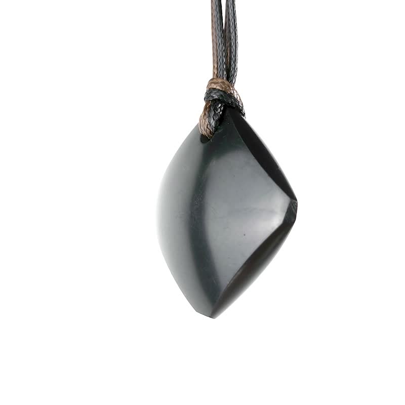 Shungite Pendant Necklaces Diamond Rhombus - Necklaces - Stone Black