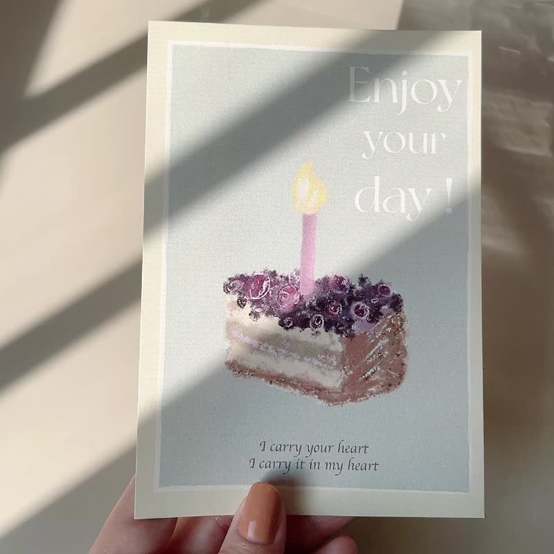 【Lam Island】Blueberry Tower Birthday Card - การ์ด/โปสการ์ด - กระดาษ สีเขียว