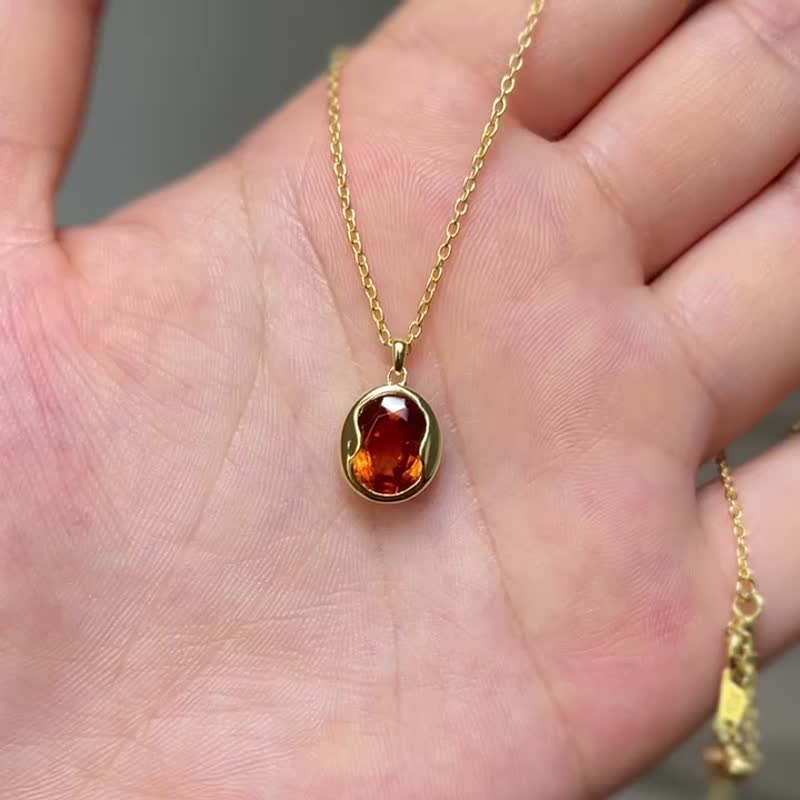 Rare tone orange garnet 925 silver necklace accessories female garnet retro exqu - Necklaces - Silver 