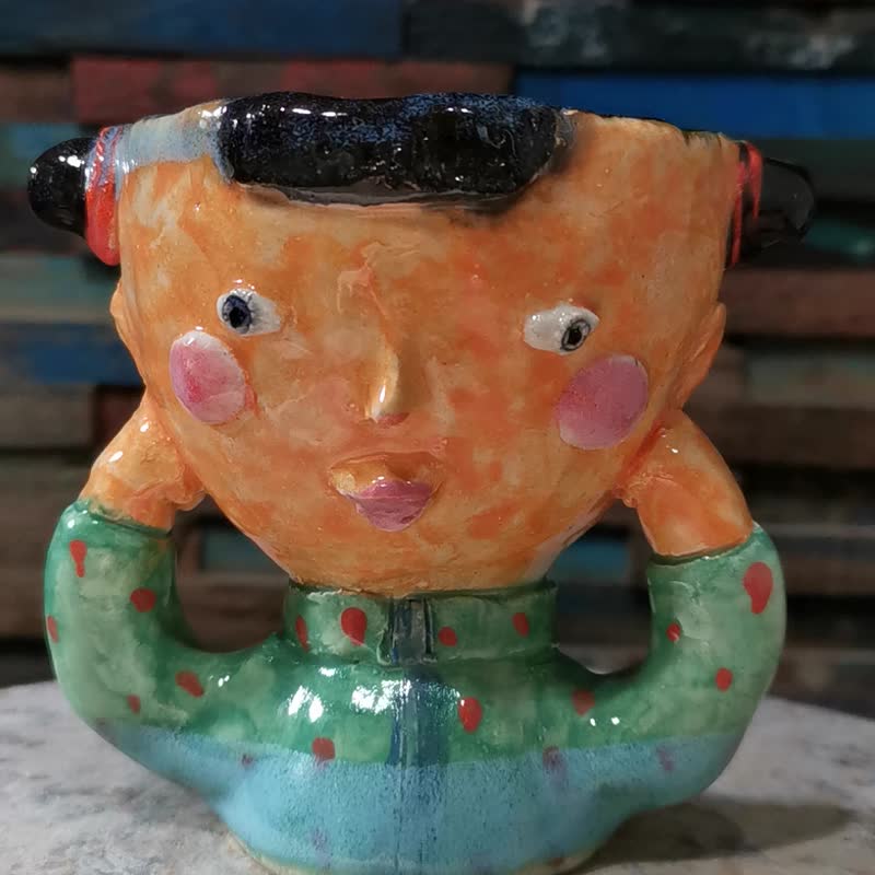 ดินเผา แก้วมัค/แก้วกาแฟ - Chinese costumed kid mug