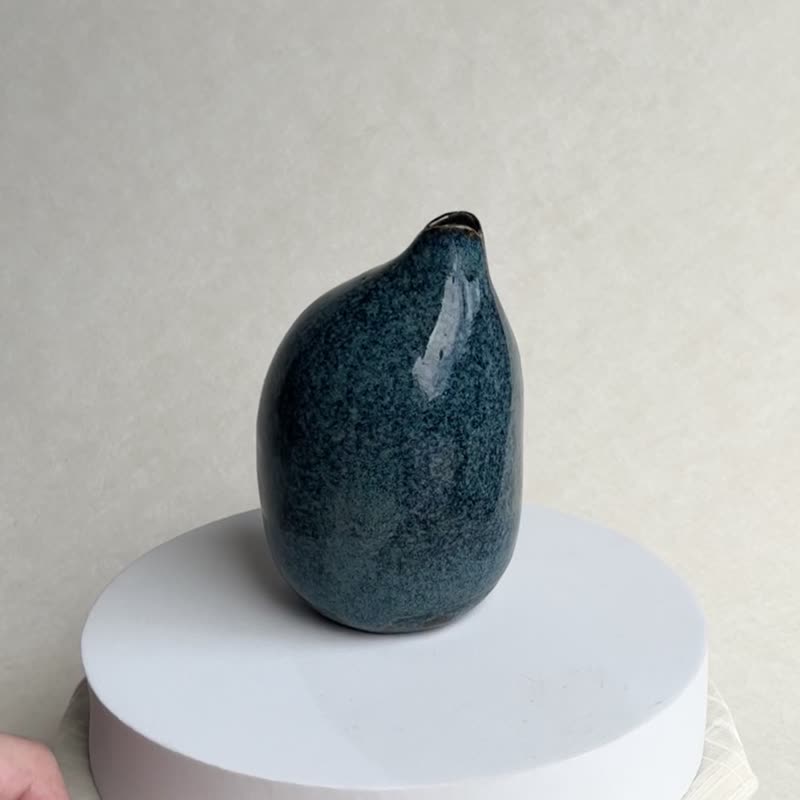 陶芸 手作り陶器 ツル文花入れ