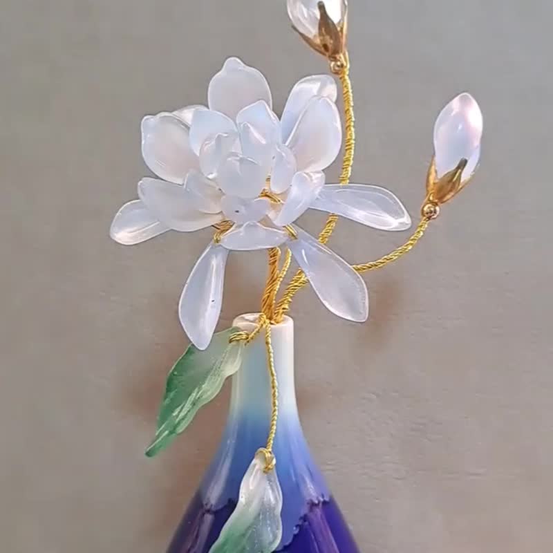 【寶石琉璃花-夜曇】中國風彩釉瓷瓶 ∕ 擺飾 ∕ 裝飾小物 - 擺飾/家飾品 - 玻璃 藍色