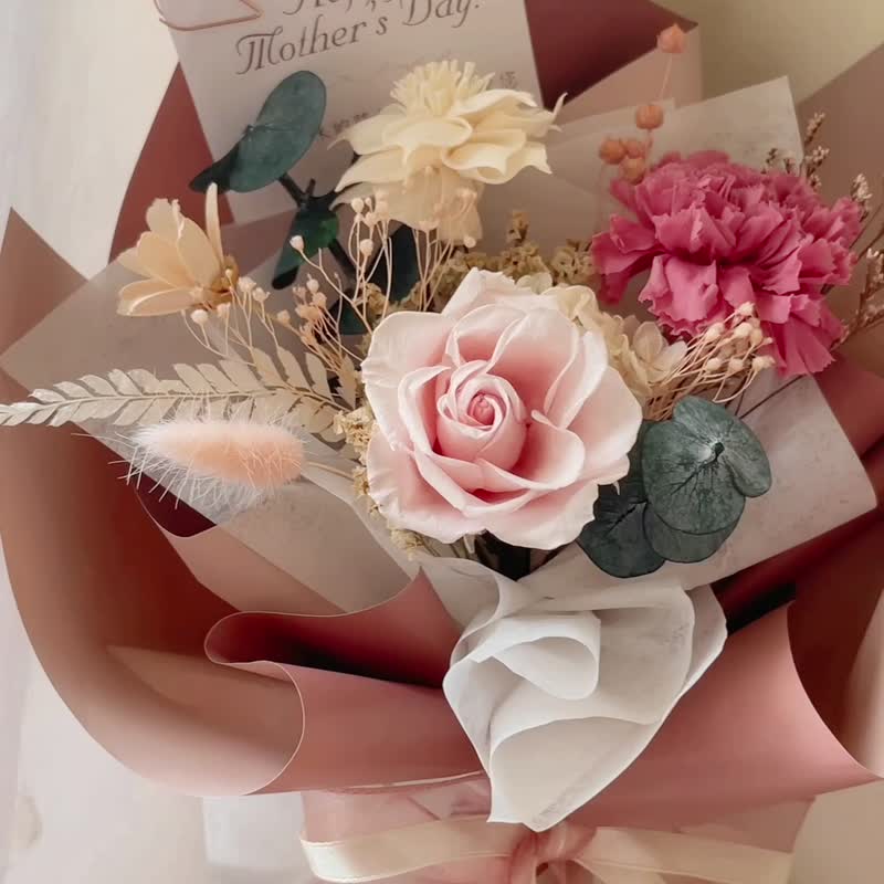 [Mother's Day Bouquet] Airy Rose Carnation Bouquet Mother's Day Gift Preserved Flower Bouquet - Dried Flowers & Bouquets - Plants & Flowers 