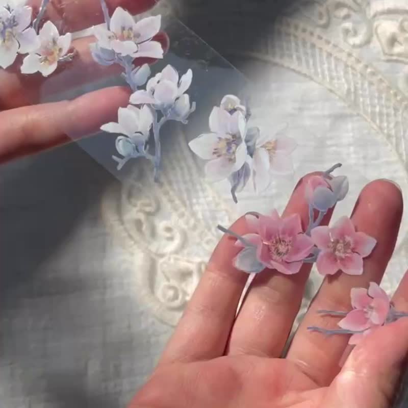 Treetop Flower - 5cm Clear ( Glossy ) PET Masking Tape - มาสกิ้งเทป - พลาสติก 