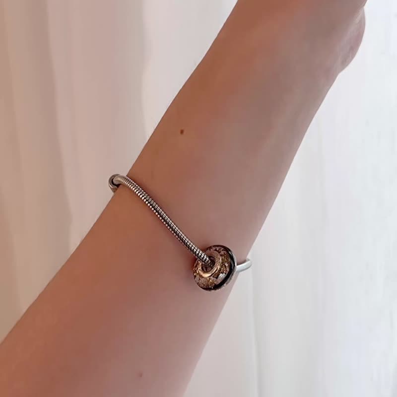 不鏽鋼 金箔色潘朵拉 胎毛紀念品 蛇骨鏈 - 嬰兒手鍊/飾品 - 不鏽鋼 