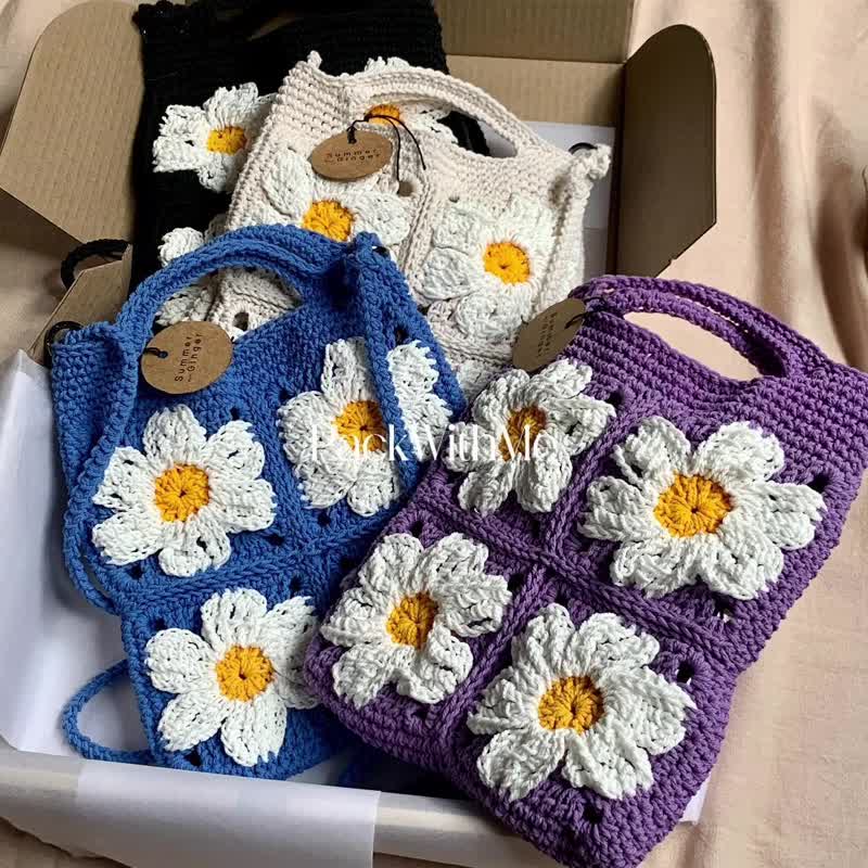 Daisy Motif Bag - Handbags & Totes - Cotton & Hemp 