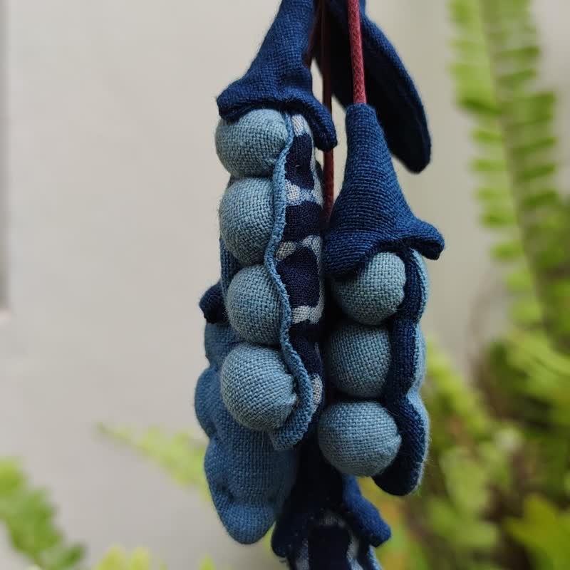 Peanuts Keychain - 花生鑰匙扣  祝你好運 - 鑰匙圈/鑰匙包 - 棉．麻 藍色