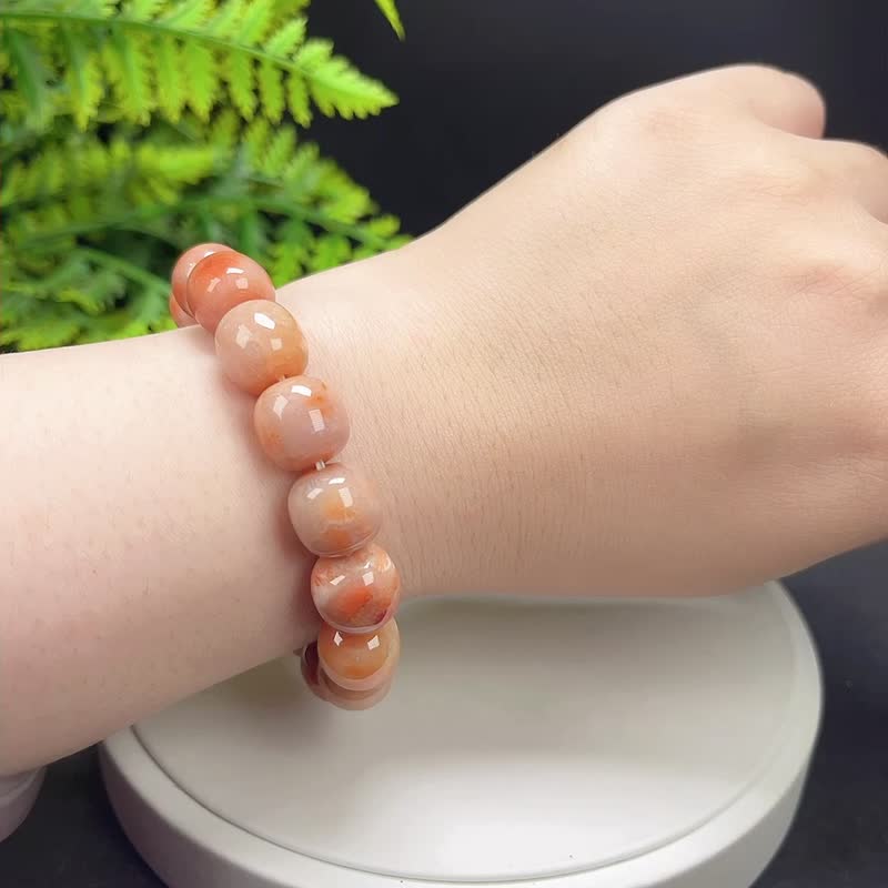 精品天然珊瑚玉手串冰潤玉化意境老型珠橘紅菊花石手環檸檬鳳尾紋 - 手鍊/手環 - 半寶石 