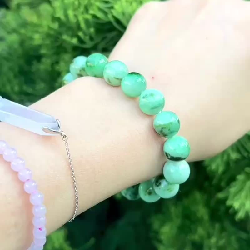 天然翡翠 緬甸 A玉 玉珠 玉鏈 手鏈 • 花青青松綠翡翠手串A - 手鍊/手環 - 玉石 綠色